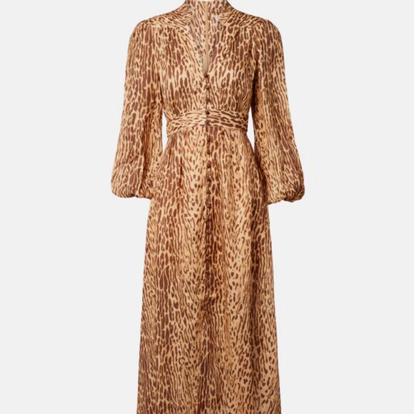 NWT Zimmermann Cascadian leopard-print linen midi dress - Picture 9 of 14
